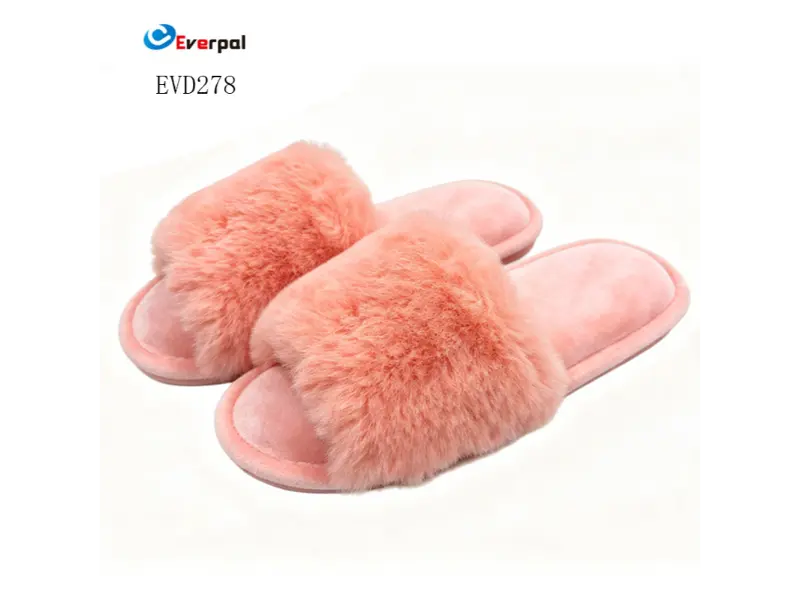 Chinelo de quarto interno de pele felpuda para mulheres