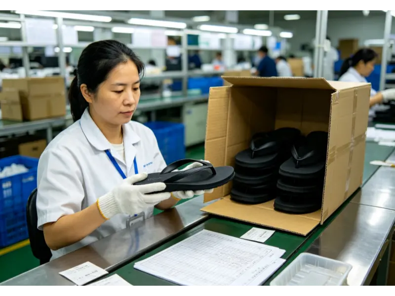 Quality inspection of Arch Support Flip Flops for Women before delivery